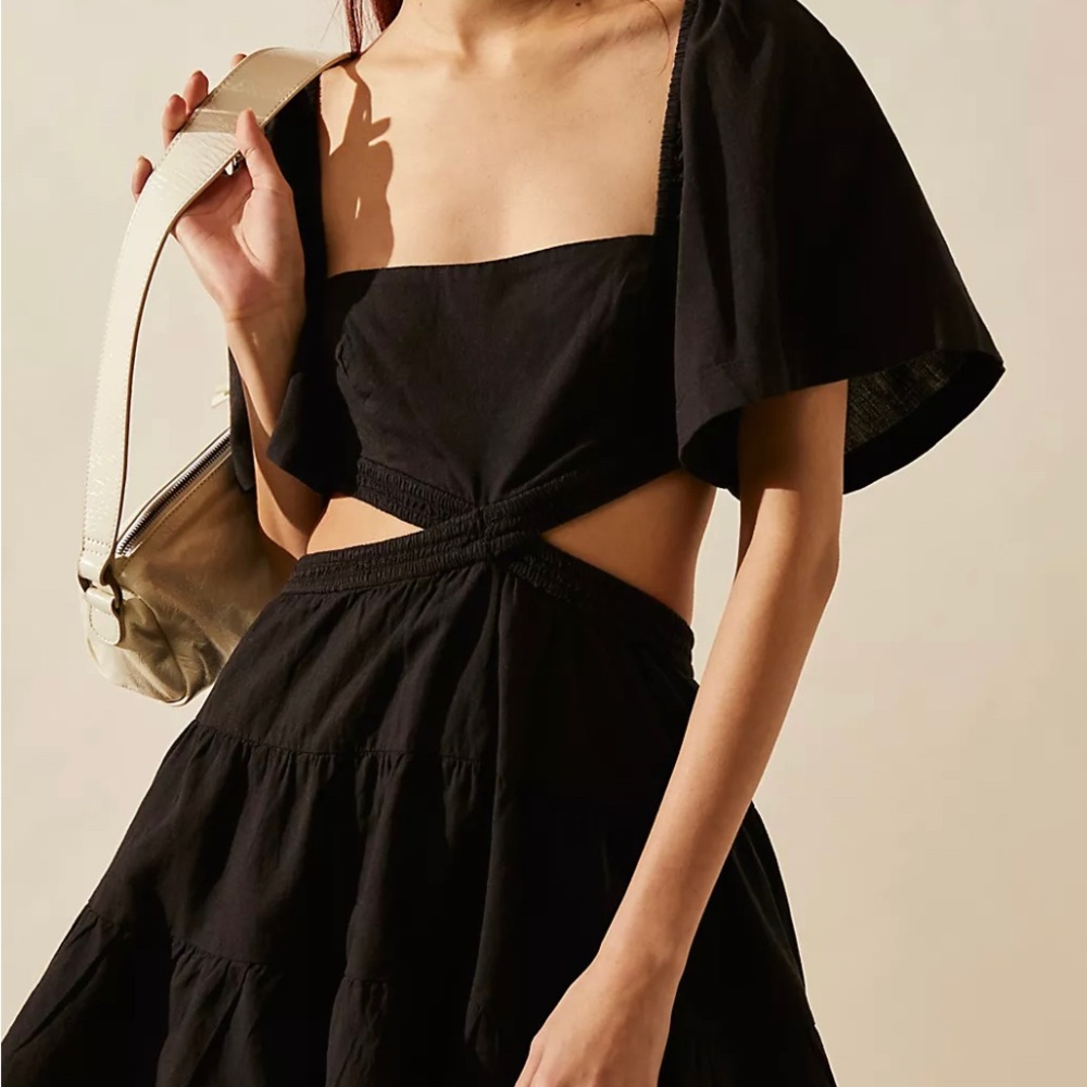 Free People - Cross Of Sunlight Mini Dress - Black, Size L